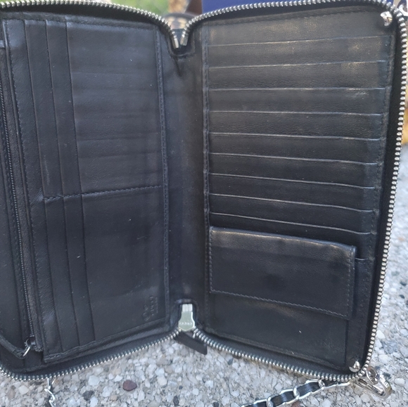 Gucci Micro GG Guccissima black leather wallet on chain zippy New in box Authent - Picture 9 of 16